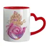 Mug heart red handle, ceramic, 330ml