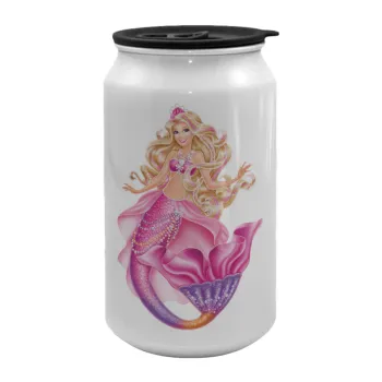 Barbie mermaid , Κούπα ταξιδιού μεταλλική με καπάκι (tin-can) 500ml