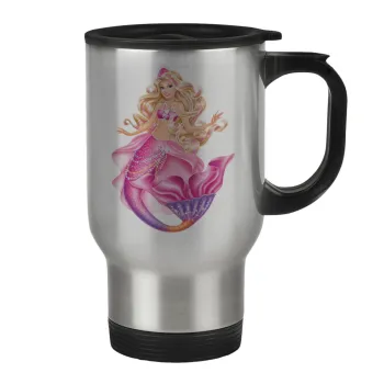 Barbie mermaid , Stainless steel travel mug with lid, double wall 450ml