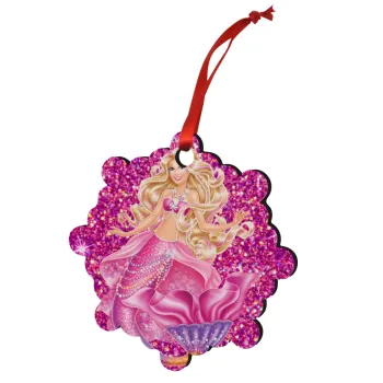 Barbie mermaid , Christmas ornament snowflake wooden 7.5cm