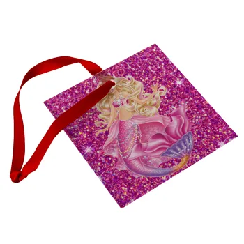 Barbie mermaid , Christmas ornament, glass square ornament 9x9cm