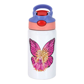 A fairy Barbie, Children's hot water bottle, stainless steel, with safety straw, pink/purple (350ml)
