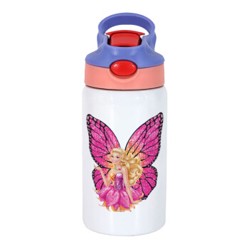 Barbie Νεράιδα, Παιδικό παγούρι θερμό, ανοξείδωτο, με καλαμάκι ασφαλείας, ροζ/μωβ (350ml)