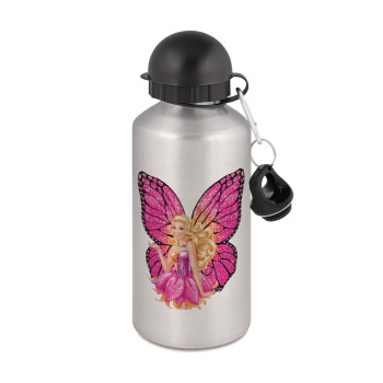 Barbie Νεράιδα, Μεταλλικό παγούρι νερού, Ασημένιο, αλουμινίου 500ml