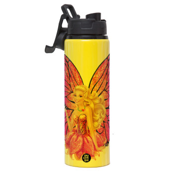 Barbie Νεράιδα, Μεταλλικό παγούρι νερού με καπάκι ασφαλείας, αλουμινίου 850ml