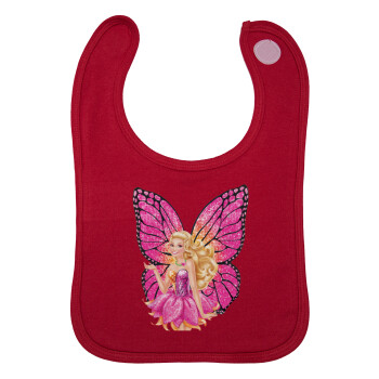 Barbie Νεράιδα, Σαλιάρα με Σκρατς Κόκκινη 100% Organic Cotton (0-18 months)