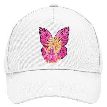 Barbie Νεράιδα, Καπέλο Ενηλίκων Baseball, Drill, Λευκό (100% ΒΑΜΒΑΚΕΡΟ, ΕΝΗΛΙΚΩΝ, UNISEX, ONE SIZE)