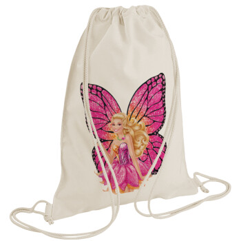A fairy Barbie, Τσάντα πλάτης πουγκί GYMBAG natural (28x40cm)