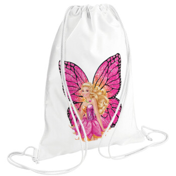 A fairy Barbie, Τσάντα πλάτης πουγκί GYMBAG λευκή (28x40cm)