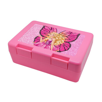 Barbie Νεράιδα, Παιδικό δοχείο κολατσιού ΡΟΖ 185x128x65mm (BPA free πλαστικό)