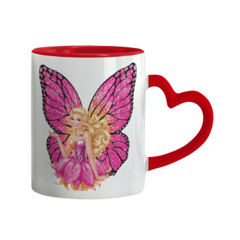 A fairy Barbie, Mug heart red handle, ceramic, 330ml