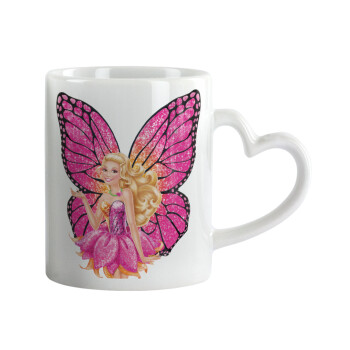 Barbie Νεράιδα, Κούπα καρδιά χερούλι λευκή, κεραμική, 330ml