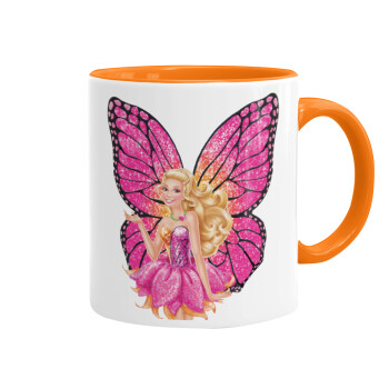 A fairy Barbie, Mug colored orange, ceramic, 330ml