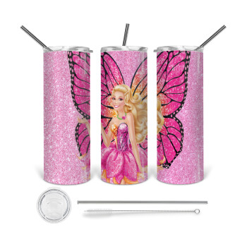 A fairy Barbie, 360 Eco friendly stainless steel tumbler 600ml, with metal straw & cleaning brush