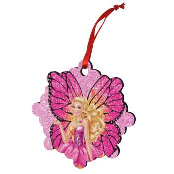 Barbie Νεράιδα, Στολίδι Χριστουγεννιάτικο στολίδι snowflake ξύλινο 7.5cm