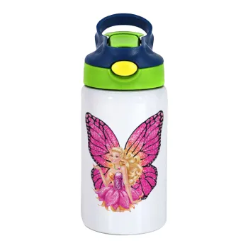 Barbie Νεράιδα, Παιδικό παγούρι θερμό, ανοξείδωτο, με καλαμάκι ασφαλείας, πράσινο/μπλε (350ml)