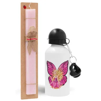 A fairy Barbie, Easter Set, metallic aluminum bottle (500ml) & aromatic flat Easter candle (30cm) (PINK)