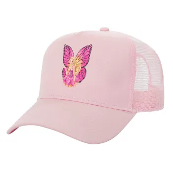 Barbie Νεράιδα, Καπέλο Παιδικό Structured Trucker, με Δίχτυ, ΡΟΖ (100% ΒΑΜΒΑΚΕΡΟ, ΠΑΙΔΙΚΟ, UNISEX, ONE SIZE)