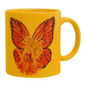 Barbie Νεράιδα, Κούπα, κεραμική κίτρινη, 330ml