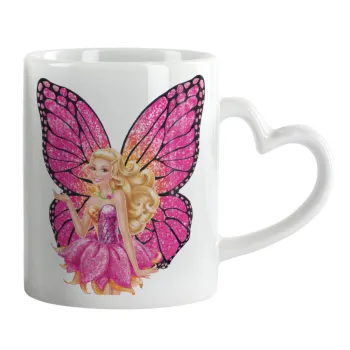 A fairy Barbie, Mug heart handle, ceramic, 330ml