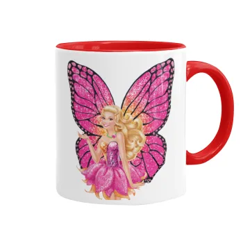 Barbie Νεράιδα, Κούπα χρωματιστή κόκκινη, κεραμική, 330ml