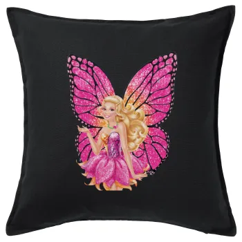 Barbie Νεράιδα, Μαξιλάρι καναπέ Μαύρο 100% βαμβάκι, περιέχεται το γέμισμα (50x50cm)