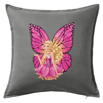 Barbie Νεράιδα, Μαξιλάρι καναπέ Γκρι 100% βαμβάκι, περιέχεται το γέμισμα (50x50cm)