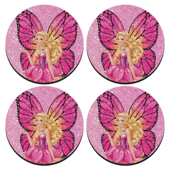 Barbie Νεράιδα, ΣΕΤ 4 Σουβέρ ξύλινα στρογγυλά (9cm)