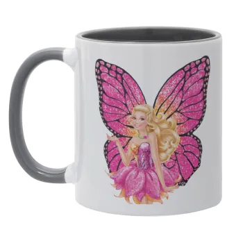 Barbie Νεράιδα, Κούπα χρωματιστή γκρι, κεραμική, 330ml