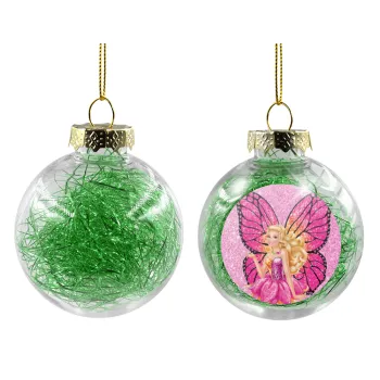 A fairy Barbie, Transparent Christmas tree ball ornament with green filling 8cm