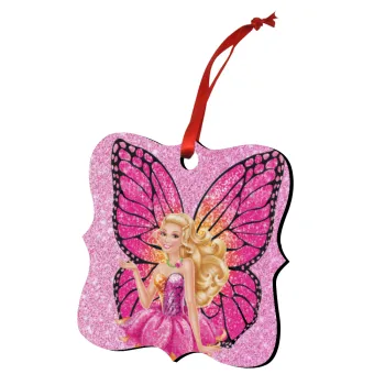 Barbie Νεράιδα, Στολίδι Χριστουγεννιάτικο στολίδι polygon ξύλινο 7.5cm