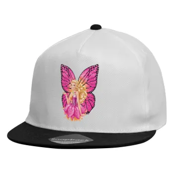 Barbie Νεράιδα, Καπέλο παιδικό Flat Snapback, Λευκό (100% ΒΑΜΒΑΚΕΡΟ, ΠΑΙΔΙΚΟ, UNISEX, ONE SIZE)