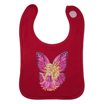 Barbie Νεράιδα, Σαλιάρα με Σκρατς Κόκκινη 100% Organic Cotton (0-18 months)