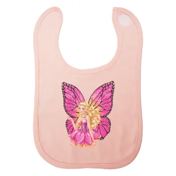 Barbie Νεράιδα, Σαλιάρα με Σκρατς ΡΟΖ 100% Organic Cotton (0-18 months)