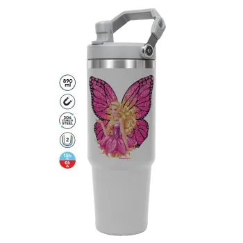 Barbie Νεράιδα, ΓΚΡΙ χρώματος Θερμός Ανοξείδωτο 890ml (30oz) με χερούλι