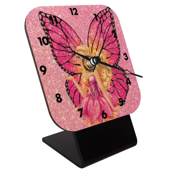 A fairy Barbie, Quartz Table clock in natural wood (10cm)