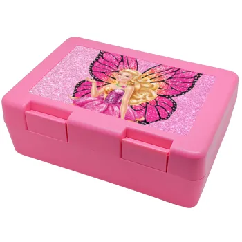 Barbie Νεράιδα, Παιδικό δοχείο κολατσιού ΡΟΖ 185x128x65mm (BPA free πλαστικό)