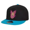 Καπέλο παιδικό Flat Snapback, Μαύρο/Μπλε (100% ΒΑΜΒΑΚΕΡΟ, ΠΑΙΔΙΚΟ, UNISEX, ONE SIZE)