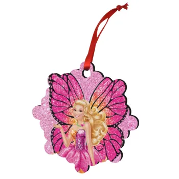 A fairy Barbie, Christmas ornament snowflake wooden 7.5cm