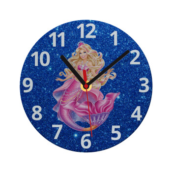Barbie γοργόνα μπλε, Ρολόι τοίχου γυάλινο (20cm)