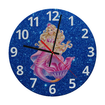 Barbie γοργόνα μπλε, Ρολόι τοίχου γυάλινο (30cm)