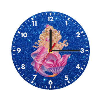 Barbie γοργόνα μπλε, Ρολόι τοίχου ξύλινο (20cm)
