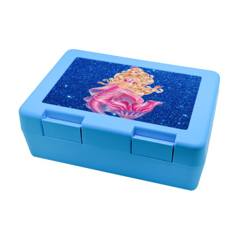 Barbie mermaid blue, Children's cookie container LIGHT BLUE 185x128x65mm (BPA free plastic)