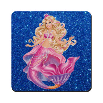 Barbie γοργόνα μπλε, Τετράγωνο μαγνητάκι ξύλινο 9x9cm