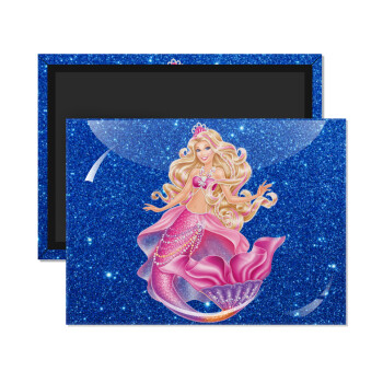 Barbie γοργόνα μπλε, Ορθογώνιο μαγνητάκι ψυγείου διάστασης 9x6cm