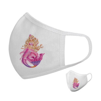 Barbie γοργόνα μπλε, Μάσκα υφασμάτινη υψηλής άνεσης παιδική (Δώρο πλαστική θήκη)