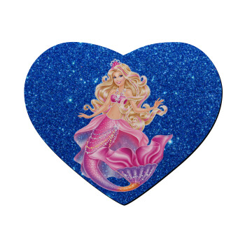 Barbie mermaid blue, Mousepad heart 23x20cm