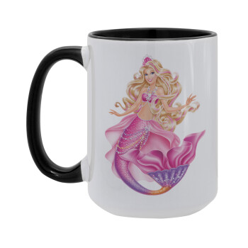 Barbie γοργόνα μπλε, Κούπα Mega 15oz, κεραμική Μαύρη, 450ml