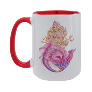 Barbie γοργόνα μπλε, Κούπα Mega 15oz, κεραμική Κόκκινη, 450ml