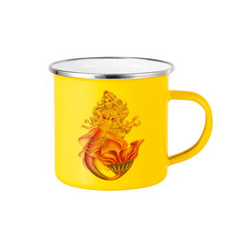 Barbie γοργόνα μπλε, Κούπα Μεταλλική εμαγιέ Κίτρινη 360ml